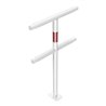Schake Mittelpfosten für Schutzgeländer Ø48mm Breite: ca. 500mm, Höhe: 1000 mm + Querholm + Bodenplatte zum Aufdübeln, weiß / ro