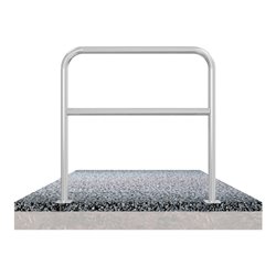 Schake Abweisebügel aus Stahlrohr Ø 48 x 2,5 mm Breite: 1000 mm, Höhe: 1000 mm + Querholm, zum Aufdübeln