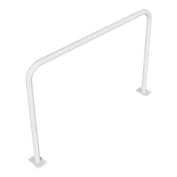 Schake Abweisebügel aus Stahlrohr Ø 48 x 2,5 mm Breite: 1500 mm, Höhe: 1000 mm ohne Querholm, zum Aufdübeln