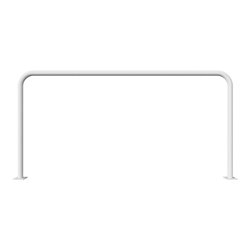 Schake Abweisebügel aus Stahlrohr Ø 48 x 2,5 mm Breite: 2000 mm, Höhe: 1000 mm ohne Querholm, zum Aufdübeln