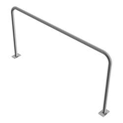 Schake Abweisebügel aus Stahlrohr Ø 48 x 2,5 mm Breite: 2000 mm, Höhe: 1000 mm ohne Querholm, zum Aufdübeln