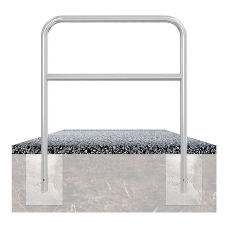 Schake Abweisebügel aus Stahlrohr Ø 48 x 2,5 mm Breite: 2000 mm, Höhe: 1400 mm + Querholm, zum Einbetonieren