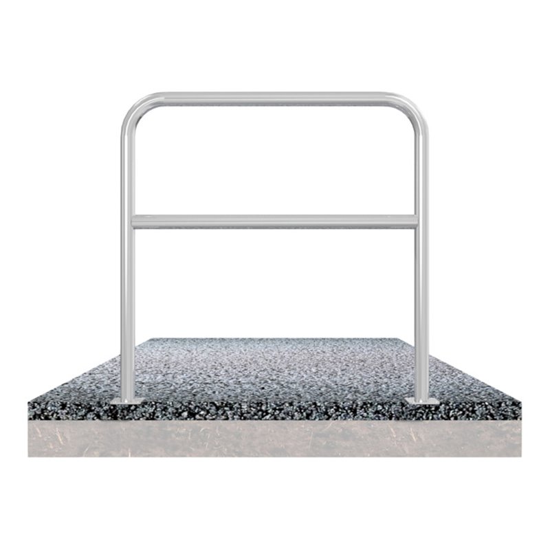 Schake Abweisebügel aus Stahlrohr Ø 48 x 2,5 mm Breite: 2000 mm, Höhe: 1000 mm + Querholm, zum Aufdübeln