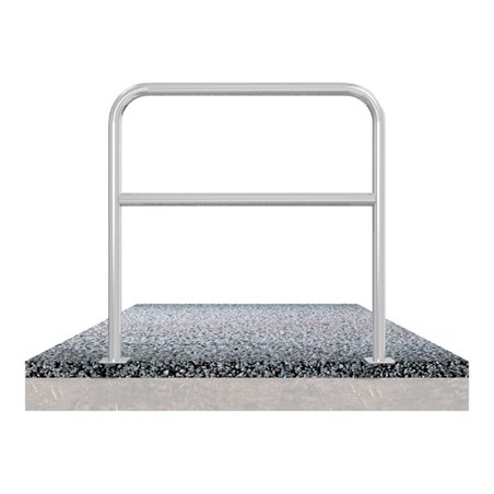 Schake Abweisebügel aus Stahlrohr Ø 48 x 2,5 mm Breite: 2000 mm, Höhe: 1000 mm + Querholm, zum Aufdübeln