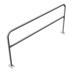 Schake Abweisebügel aus Stahlrohr Ø 48 x 2,5 mm Breite: 2000 mm, Höhe: 1000 mm + Querholm, zum Aufdübeln