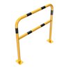 Schake Abweisebügel Ø48mm Breite: 1000mm, Höhe: 1000 mm + Querholm + Bodenplatten zum Aufdübeln, beschichtet, gelb/schwarz