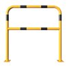 Schake Abweisebügel Ø48mm Breite: 1000mm, Höhe: 1000 mm + Querholm + Bodenplatten zum Aufdübeln, beschichtet, gelb/schwarz