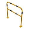 Schake Abweisebügel Ø48mm Breite: 1000mm, Höhe: 1000 mm + Querholm + Bodenplatten zum Aufdübeln, beschichtet, gelb/schwarz
