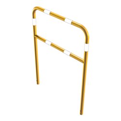 Schake Abweisebügel aus Stahlrohr Ø48mm Breite: 1000mm, Höhe: 1400 mm + Querholm, beschichtet, gelb/schwarz