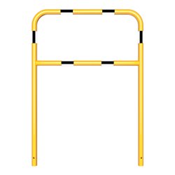 Schake Abweisebügel aus Stahlrohr Ø48mm Breite: 1000mm, Höhe: 1400 mm + Querholm, beschichtet, gelb/schwarz