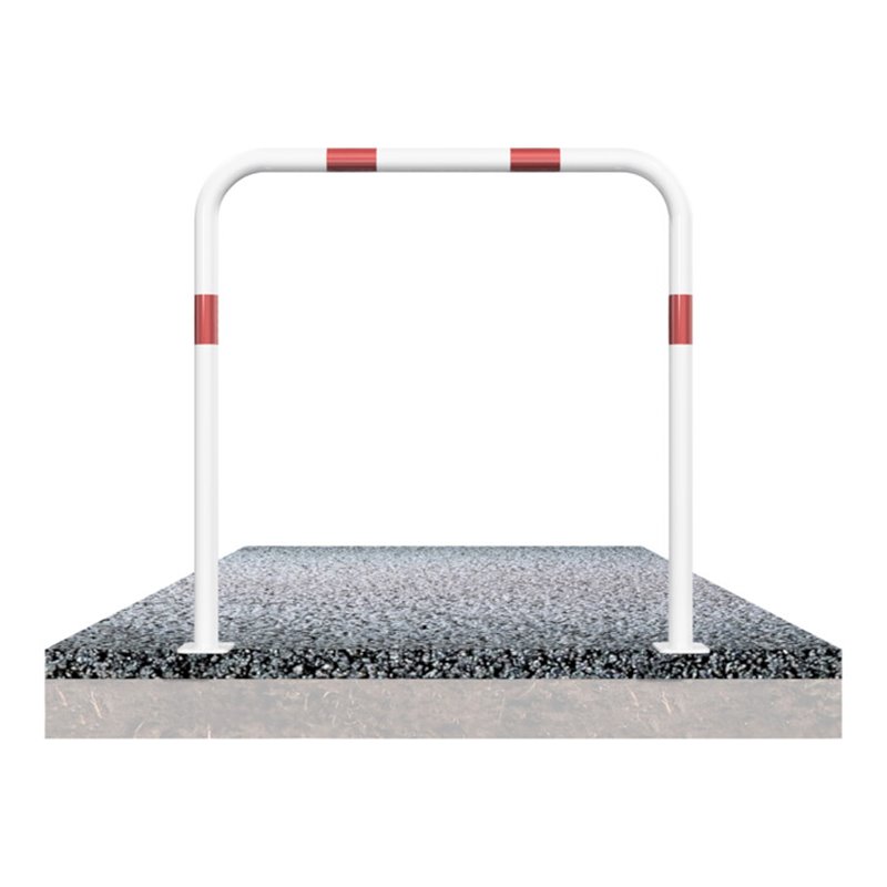 Schake Abweisebügel aus Stahlrohr Ø 48 x 2,5 mm Breite: 2000 mm, Höhe: 1000 mm ohne Querholm, beschichtet, zum Aufdübeln