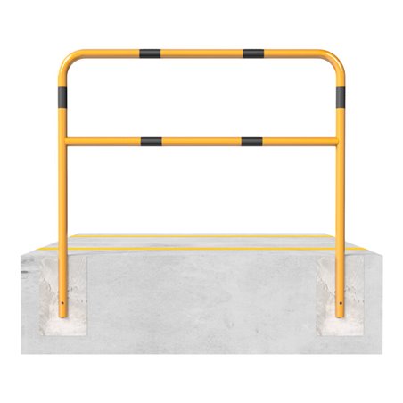 Schake Abweisebügel aus Stahlrohr Ø48mm Breite: 1500mm, Höhe: 1400 mm + Querholm, beschichtet, gelb / schwarz