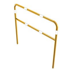 Schake Abweisebügel aus Stahlrohr Ø48mm Breite: 1500mm, Höhe: 1400 mm + Querholm, beschichtet, gelb / schwarz