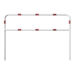 Schake Abweisebügel aus Stahlrohr Ø 48 x 2,5 mm Breite: 2000 mm, Höhe: 1400 mm + Querholm, beschichtet, zum Einbetonieren