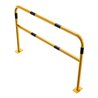 Schake Abweisebügel Ø48mm Breite: 1500mm, Höhe: 1000 mm + Querholm, + Bodenplatten zum Aufdübeln, beschichtet, gelb / schwarz