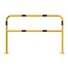 Schake Abweisebügel Ø48mm Breite: 1500mm, Höhe: 1000 mm + Querholm, + Bodenplatten zum Aufdübeln, beschichtet, gelb / schwarz