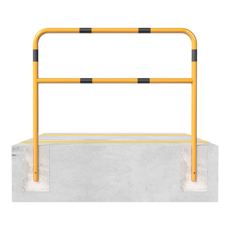 Schake Abweisebügel aus Stahlrohr Ø48mm Breite: 2000mm, Höhe: 1400 mm + Querholm, beschichtet, gelb / schwarz