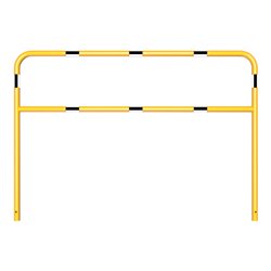 Schake Abweisebügel aus Stahlrohr Ø48mm Breite: 2000mm, Höhe: 1400 mm + Querholm, beschichtet, gelb / schwarz