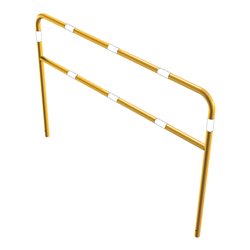 Schake Abweisebügel aus Stahlrohr Ø48mm Breite: 2000mm, Höhe: 1400 mm + Querholm, beschichtet, gelb / schwarz