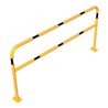 Schake Abweisebügel Ø48mm Breite: 2000mm, Höhe: 1000 mm + Querholm + Bodenplatten zum Aufdübeln, beschichtet, gelb / schwarz