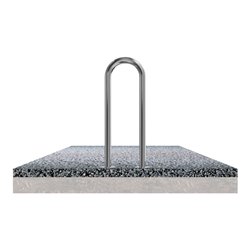 Schake Edelstahl, Universalbügel Ø48 mm Höhe ca. 800 mm, Breite ca. 300 mm + Bodenplatten zum Aufdübeln