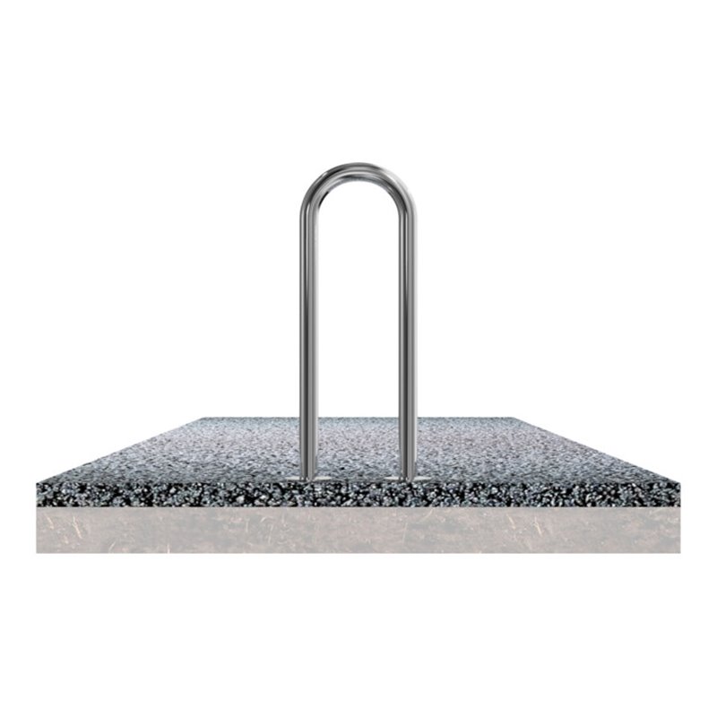 Schake Edelstahl, Universalbügel Ø48 mm Höhe ca. 800 mm, Breite ca. 300 mm + Bodenplatten zum Aufdübeln