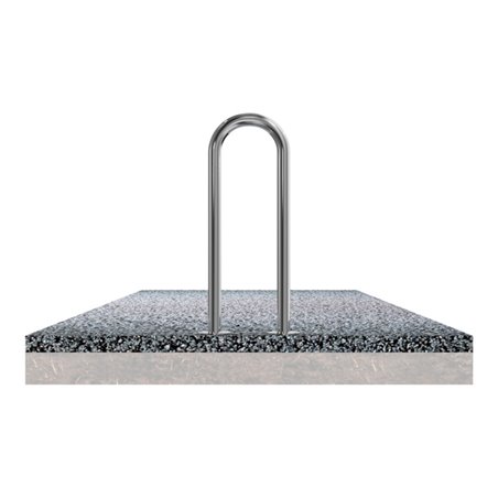 Schake Edelstahl, Universalbügel Ø48 mm Höhe ca. 800 mm, Breite ca. 300 mm + Bodenplatten zum Aufdübeln