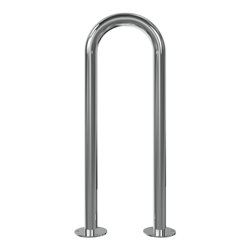 Schake Edelstahl, Universalbügel Ø48 mm Höhe ca. 800 mm, Breite ca. 300 mm + Bodenplatten zum Aufdübeln