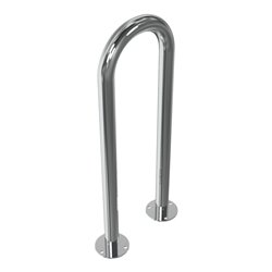 Schake Edelstahl, Universalbügel Ø48 mm Höhe ca. 800 mm, Breite ca. 300 mm + Bodenplatten zum Aufdübeln