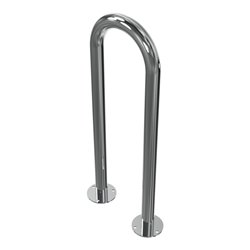 Schake Edelstahl, Universalbügel Ø48 mm Höhe ca. 800 mm, Breite ca. 300 mm + Bodenplatten zum Aufdübeln