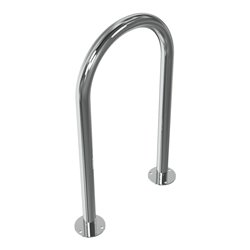 Schake Edelstahl, Rundbügel Ø48 mm Breite: 460mm, Höhe: 800mm + Bodenplatten zum Aufdübeln, geschliffen