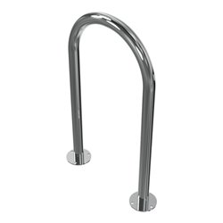 Schake Edelstahl, Rundbügel Ø48 mm Breite: 460mm, Höhe: 800mm + Bodenplatten zum Aufdübeln, geschliffen