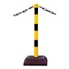 Schake Kettenständer Pfosten aus Stahl Ø 60mm, Länge: 900mm feuerverzinkt, gelb/schwarz, mit 2 Ösen inkl. Recycling - Fußplatte 
