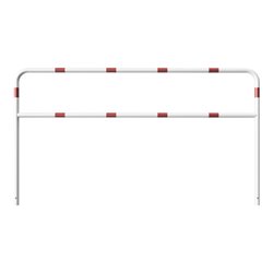 Schake Abweisebügel aus Stahlrohr Ø 48 x 2,5 mm Breite: 2500 mm, Höhe: 1400 mm + Querholm, beschichtet, zum Einbetonieren