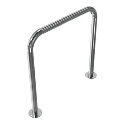 Schake Edelstahlbügel Ø48 mm Länge: 800 mm, Höhe: 800 mm ohne Querholm + Bodenplatte zum Aufdübeln