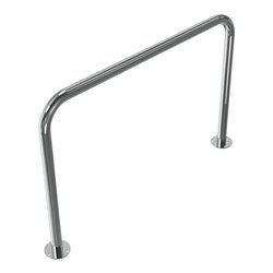 Schake Edelstahlbügel Ø48 mm geschliffen Länge: 1200 mm, Höhe: 800 mm ohne Querholm + Bodenplatten zum Aufdübeln