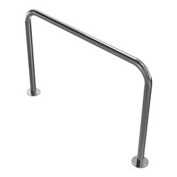 Schake Edelstahlbügel Ø48 mm geschliffen Länge: 1200 mm, Höhe: 800 mm ohne Querholm + Bodenplatten zum Aufdübeln