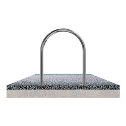 Schake Edelstahl, Rundbügel Ø48 mm Länge: 650mm, Höhe: 800mm + Bodenplatten zum Aufdübeln