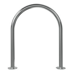 Schake Edelstahl, Rundbügel Ø48 mm Länge: 650mm, Höhe: 800mm + Bodenplatten zum Aufdübeln