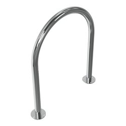 Schake Edelstahl, Rundbügel Ø48 mm Länge: 650mm, Höhe: 800mm + Bodenplatten zum Aufdübeln