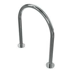 Schake Edelstahl, Rundbügel Ø48 mm Länge: 650mm, Höhe: 800mm + Bodenplatten zum Aufdübeln