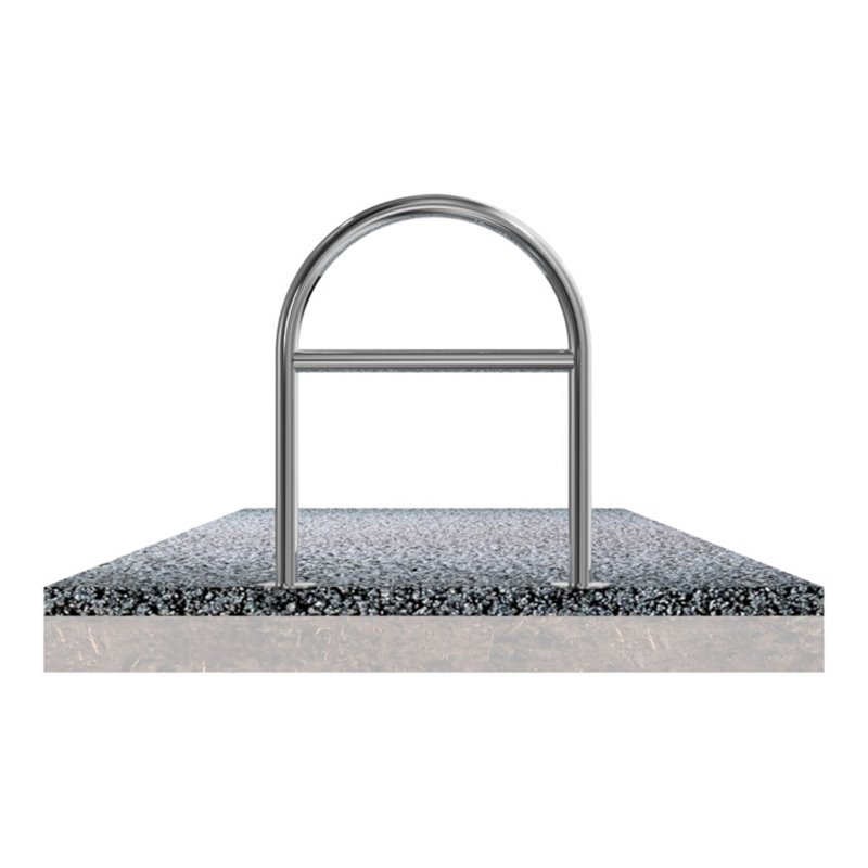 Schake Edelstahl, Rundbügel Ø48 mm + Querholm Länge: 650mm, Höhe: 800mm + Bodenplatten zum Aufdübeln