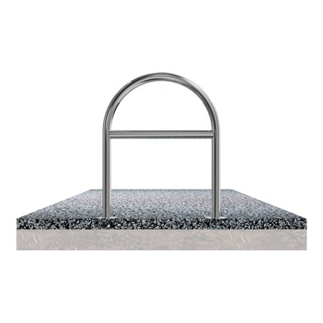 Schake Edelstahl, Rundbügel Ø48 mm + Querholm Länge: 650mm, Höhe: 800mm + Bodenplatten zum Aufdübeln