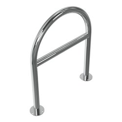 Schake Edelstahl, Rundbügel Ø48 mm + Querholm Länge: 650mm, Höhe: 800mm + Bodenplatten zum Aufdübeln