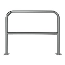 Schake Edelstahlbügel Ø48 mm + Querholm Länge: 1000 mm, Höhe: 800 mm + Bodenplatte zum Aufdübeln