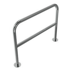 Schake Edelstahlbügel Ø48 mm + Querholm Länge: 1000 mm, Höhe: 800 mm + Bodenplatte zum Aufdübeln