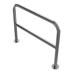 Schake Edelstahlbügel Ø48 mm + Querholm Länge: 1000 mm, Höhe: 800 mm + Bodenplatte zum Aufdübeln