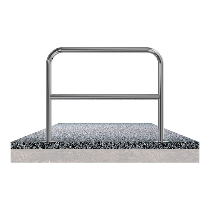 Schake Edelstahlbügel Ø48 mm + Querholm Länge: 800 mm, Höhe: 800 mm + Bodenplatte zum Aufdübeln