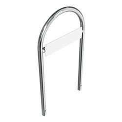 Schake Rundbügel für Parkplatzbeschilderung, zum Einbetonieren, Edelstahlrohr Ø48mm + genieteten Schildblech für Kennzeichenhalt