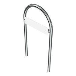 Schake Rundbügel für Parkplatzbeschilderung, zum Einbetonieren, Edelstahlrohr Ø48mm + genieteten Schildblech für Kennzeichenhalt